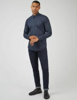 Spot Print Long-Sleeve Shirt - Midnight -clothing Shop 0068058 036 B scaled