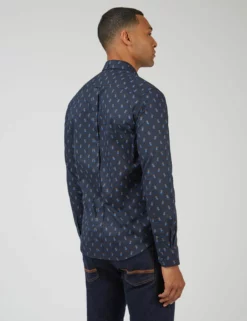 Spot Print Long-Sleeve Shirt - Midnight -clothing Shop 0068058 036 C scaled