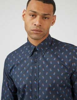 Spot Print Long-Sleeve Shirt - Midnight