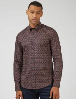 Slim Fit Paisley Print Long-Sleeve Shirt -clothing Shop 0068063 035 A