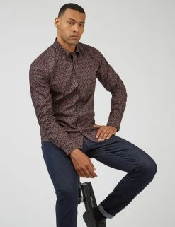Slim Fit Paisley Print Long-Sleeve Shirt -clothing Shop 0068063 035 B