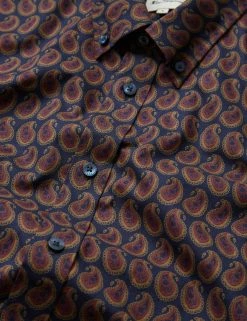 Slim Fit Paisley Print Long-Sleeve Shirt