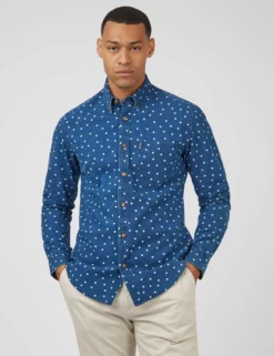 Indigo Spot Print Long-Sleeve Shirt -clothing Shop 0068064 026 A scaled
