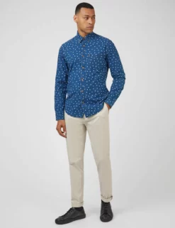 Indigo Spot Print Long-Sleeve Shirt -clothing Shop 0068064 026 B scaled