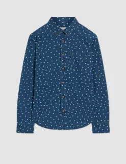 Indigo Spot Print Long-Sleeve Shirt -clothing Shop 0068064 026 F