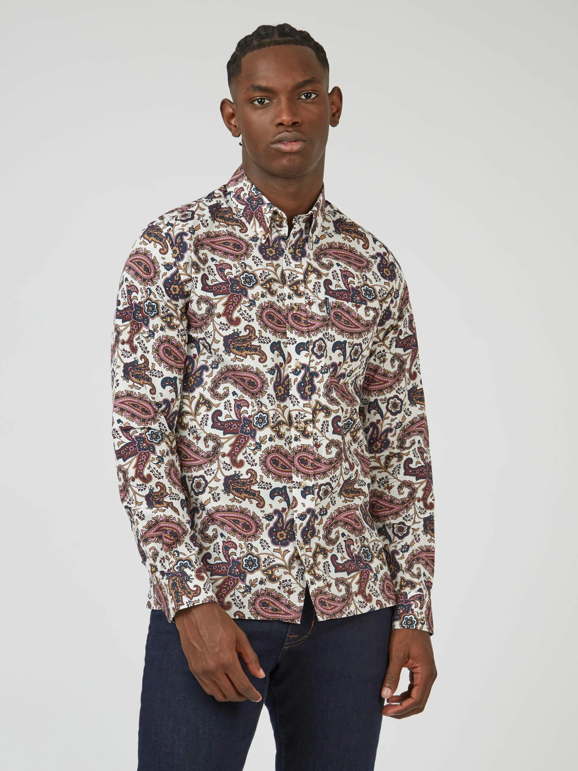 Eastern Paisley Print Long-Sleeve Shirt - Grape 3 Eastern Paisley Print Long-Sleeve Shirt - Grape - Image 3