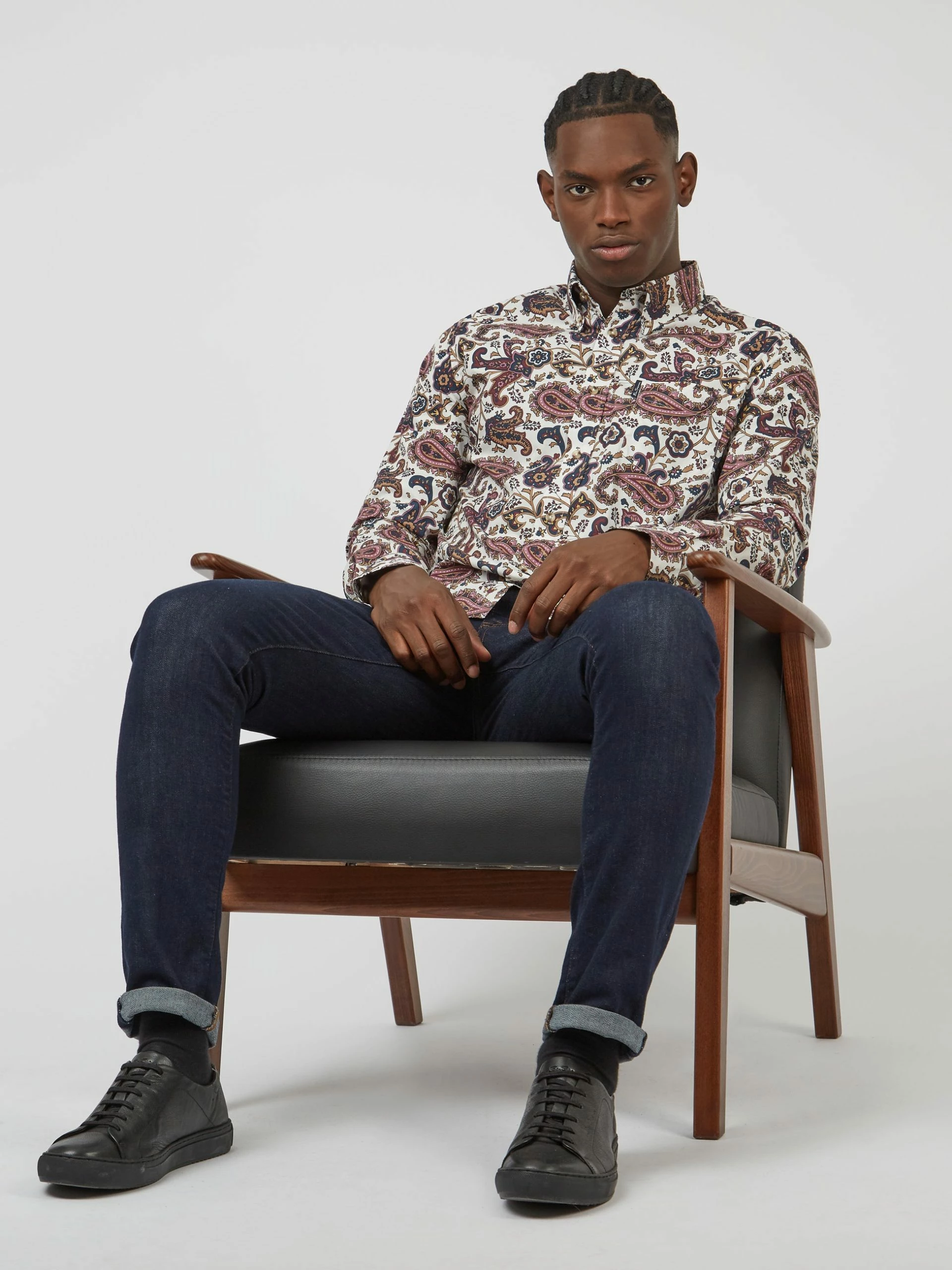Eastern Paisley Print Long-Sleeve Shirt - Grape 2 Eastern Paisley Print Long-Sleeve Shirt - Grape - Image 2
