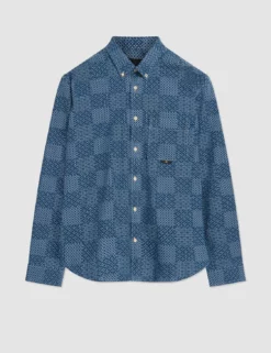 Chambray Patchwork Geo Print Long-Sleeve Shirt 8 Chambray Patchwork Geo Print Long-Sleeve Shirt -clothing Shop 0068069 035 F