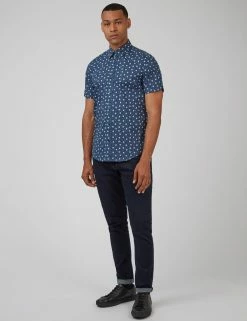 Scatter Print Short-Sleeve Shirt - Dark Blue -clothing Shop 0068071 026 C scaled