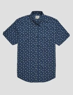 Scatter Print Short-Sleeve Shirt - Dark Blue