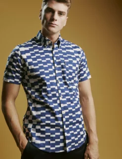 Large Geo Print Short-Sleeve Shirt -clothing Shop 0068073 026DARKBLUE BM 2048