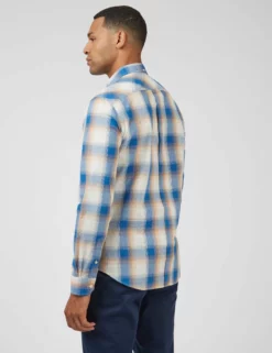 Gradient Check Long-Sleeve Shirt - Ultramarine -clothing Shop 0068081 826 C scaled