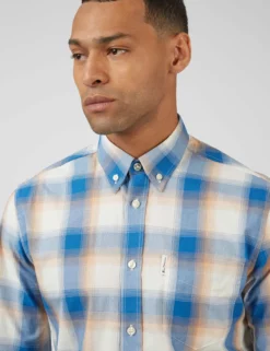 Gradient Check Long-Sleeve Shirt - Ultramarine -clothing Shop 0068081 826 E scaled