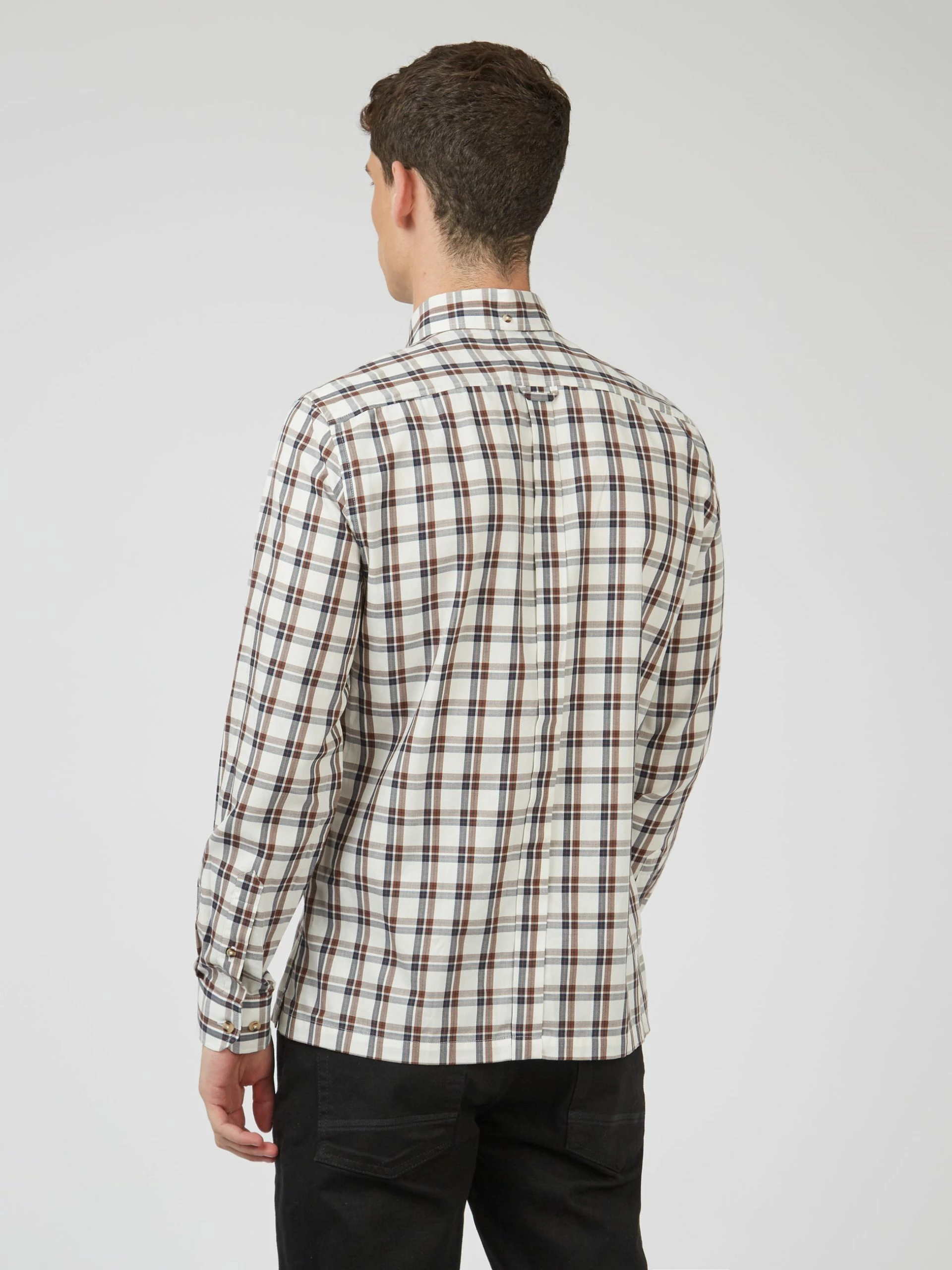 Grid Check Long-Sleeve Shirt - Ivory 5 Grid Check Long-Sleeve Shirt - Ivory - Image 5