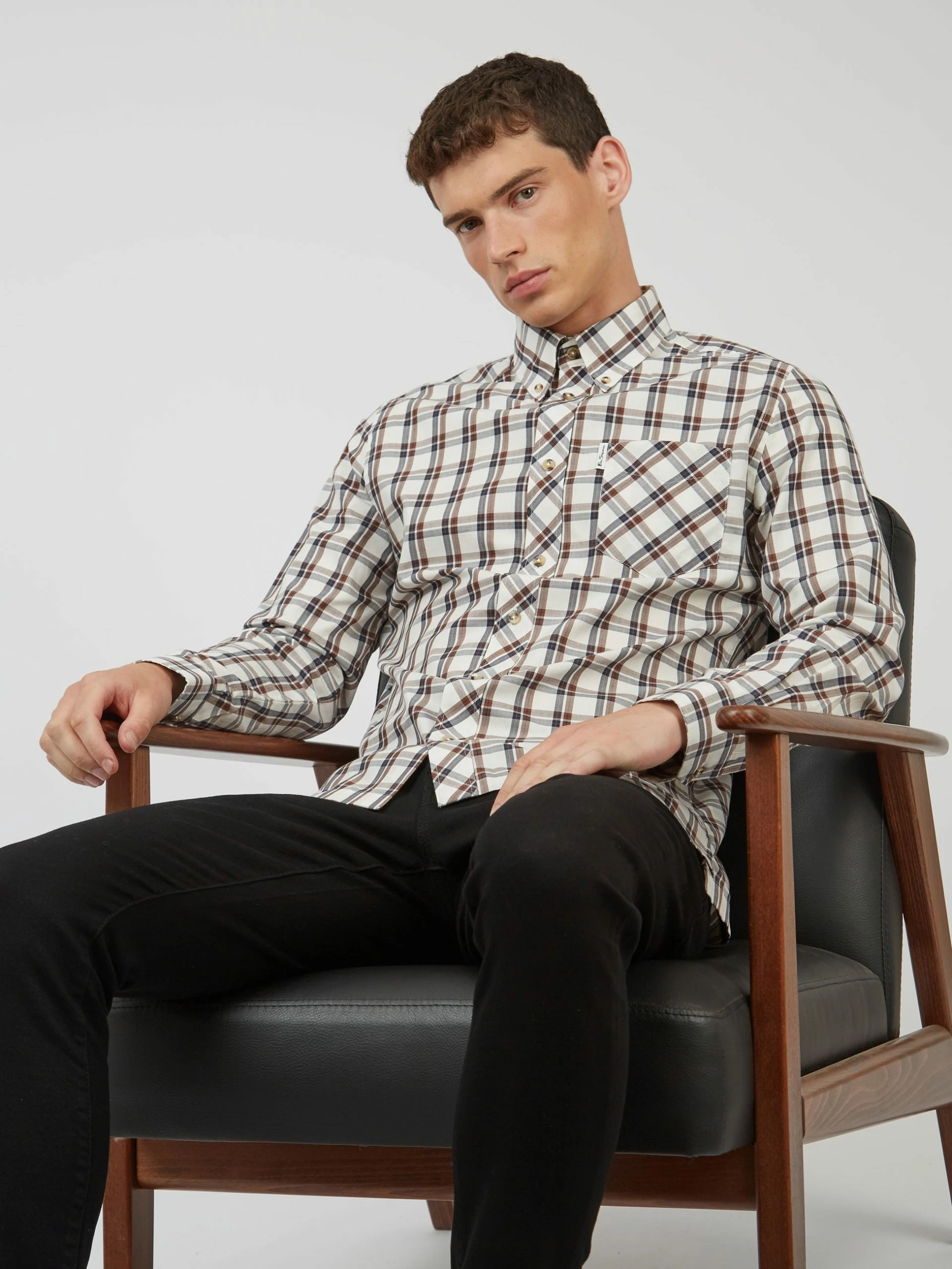 Grid Check Long-Sleeve Shirt - Ivory 4 Grid Check Long-Sleeve Shirt - Ivory - Image 4