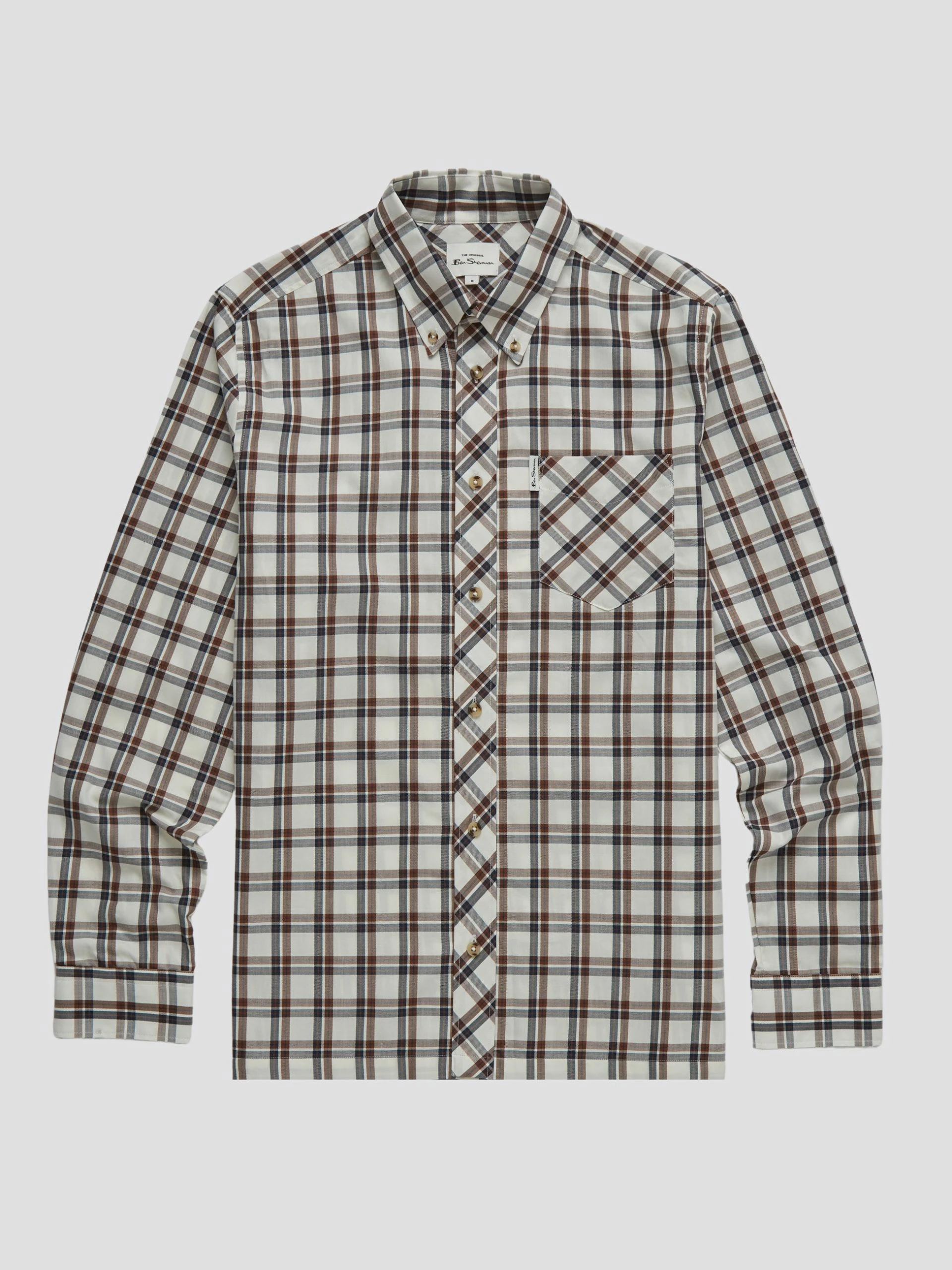 Grid Check Long-Sleeve Shirt - Ivory 6 Grid Check Long-Sleeve Shirt - Ivory - Image 6