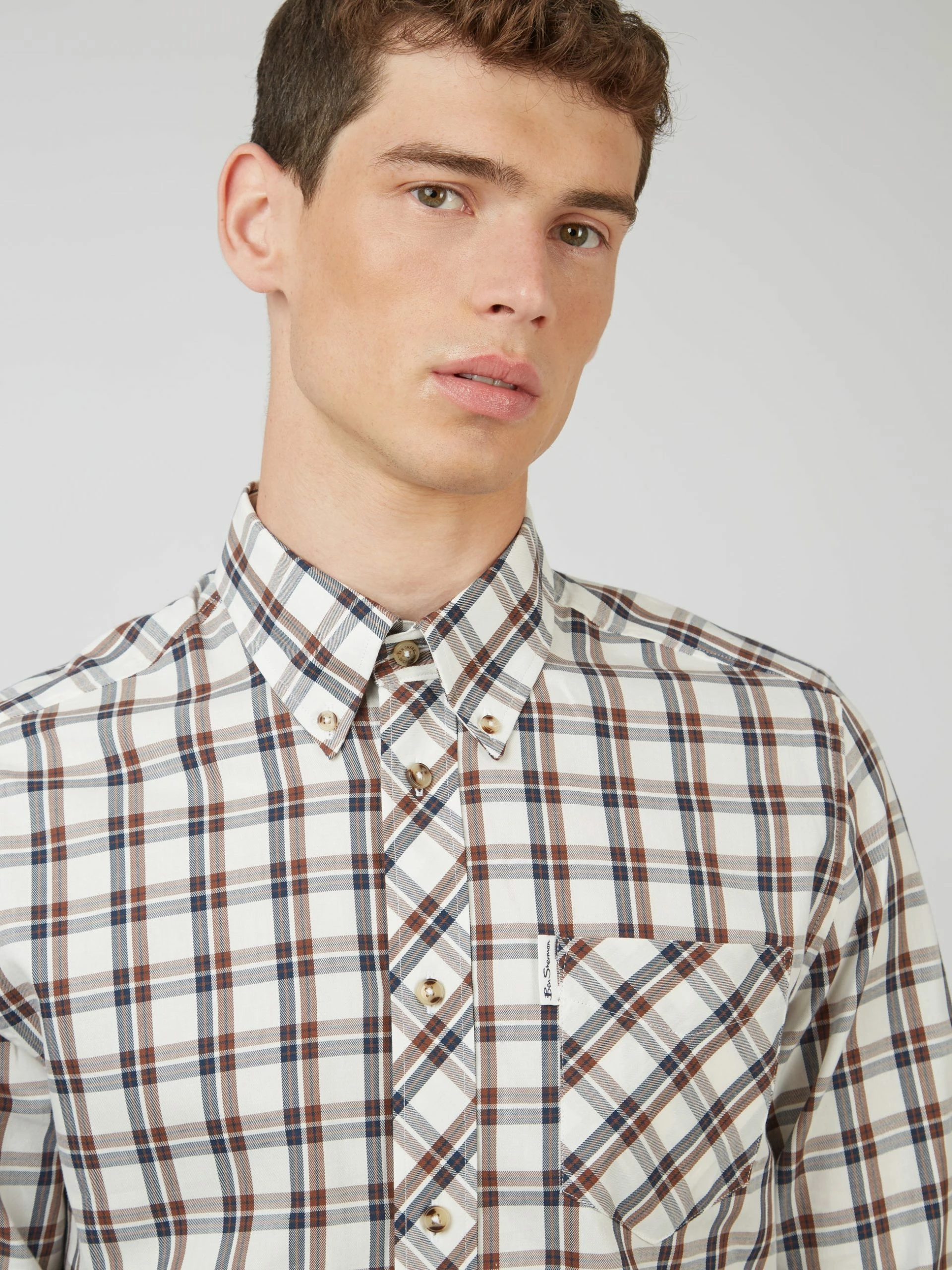 Grid Check Long-Sleeve Shirt - Ivory 2 Grid Check Long-Sleeve Shirt - Ivory - Image 2