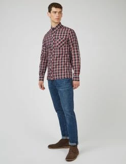 Grid Check Long-Sleeve Shirt - Red -clothing Shop 0068082 550 B scaled