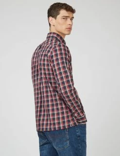 Grid Check Long-Sleeve Shirt - Red -clothing Shop 0068082 550 C scaled
