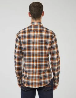 Brushed Plaid Check Long-Sleeve Shirt - Dark Orange -clothing Shop 0068088 490 C scaled