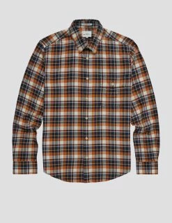 Brushed Plaid Check Long-Sleeve Shirt - Dark Orange -clothing Shop 0068088 490 D scaled