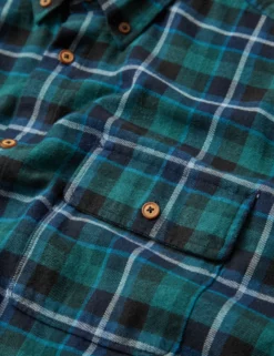 Brushed Plaid Check Long-Sleeve Shirt - Ocean Green -clothing Shop 0068088 700 F scaled