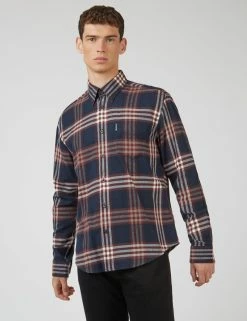 Oversized Brushed Check Long-Sleeve Shirt