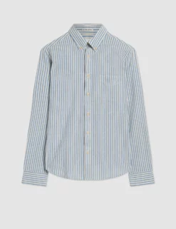 Oxford Stripe Long-Sleeve Shirt - Pale Blue -clothing Shop 0068099 031 F