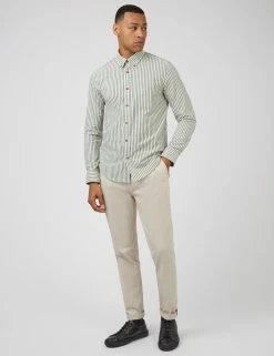 Oxford Stripe Long-Sleeve Shirt - Ocean Green -clothing Shop 0068099 700 B mr3xvh scaled