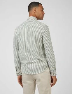 Oxford Stripe Long-Sleeve Shirt - Ocean Green -clothing Shop 0068099 700 C scaled
