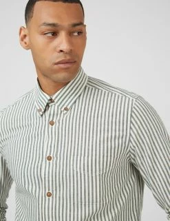 Oxford Stripe Long-Sleeve Shirt - Ocean Green -clothing Shop 0068099 700 E iek1hb scaled