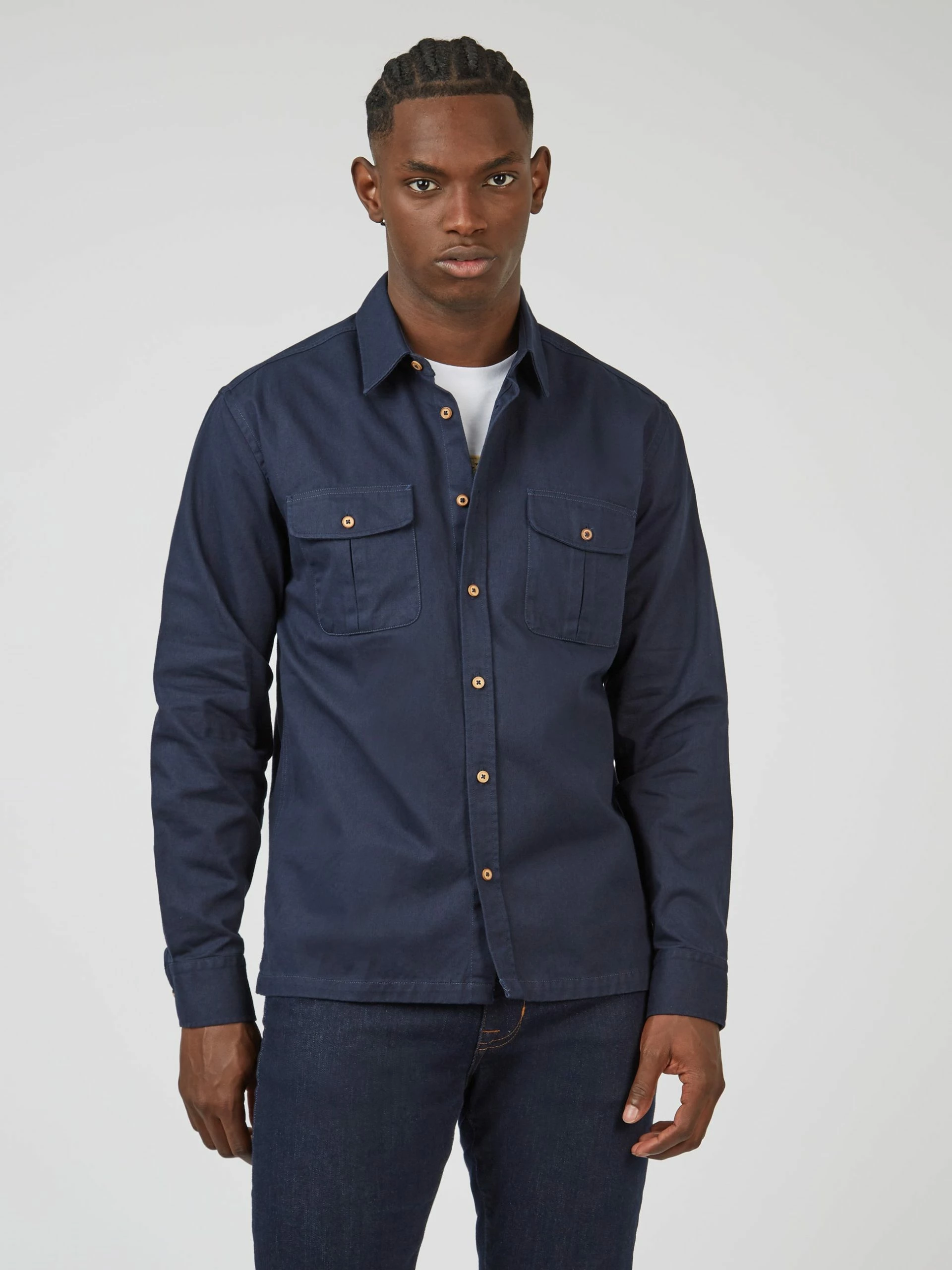 Cotton Twill Long-Sleeve Overshirt 3 Cotton Twill Long-Sleeve Overshirt - Image 3