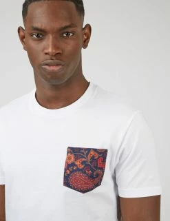 Organic Jersey Paisley Pocket Graphic Tee - White