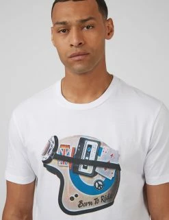 Organic Jersey Heritage Helmet Graphic Tee - White