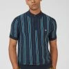 B By Ben Sherman Striped Knit Polo - Navy