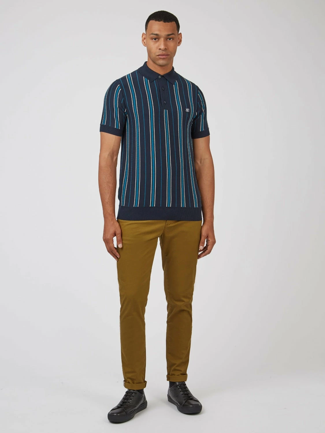 B By Ben Sherman Striped Knit Polo - Navy 6 B By Ben Sherman Striped Knit Polo - Navy - Image 6