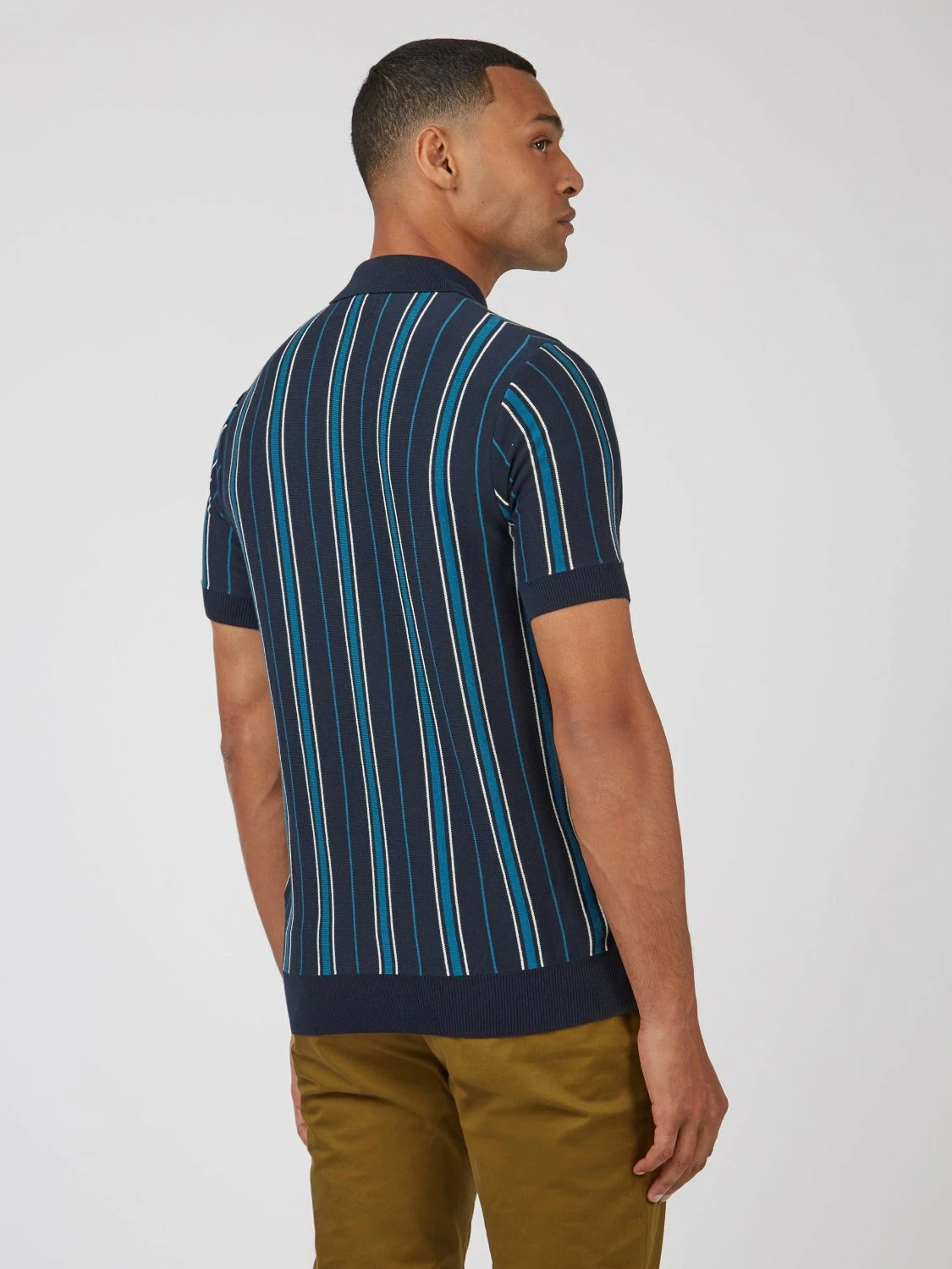 B By Ben Sherman Striped Knit Polo - Navy 7 B By Ben Sherman Striped Knit Polo - Navy - Image 7