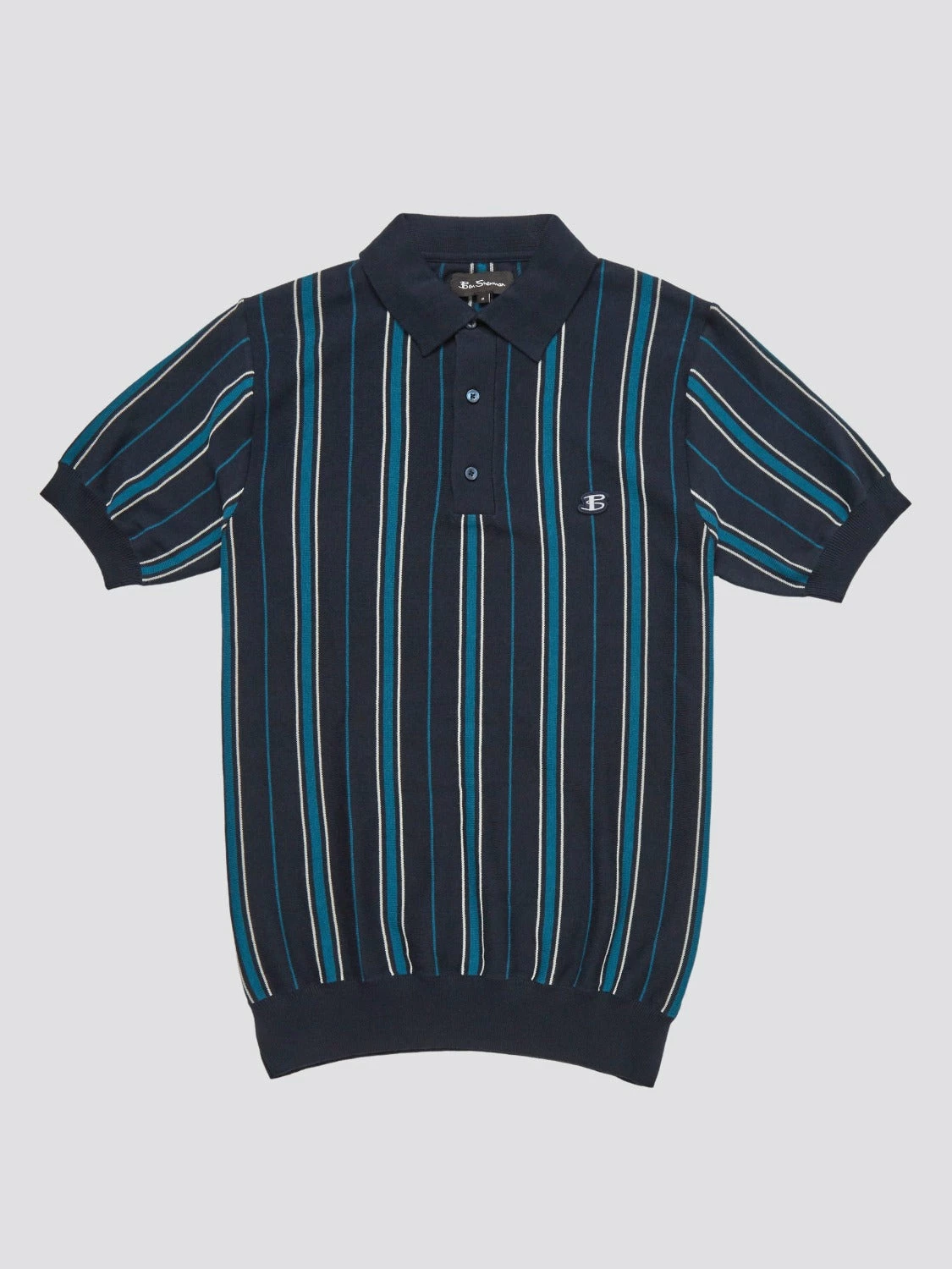 B By Ben Sherman Striped Knit Polo - Navy 5 B By Ben Sherman Striped Knit Polo - Navy - Image 5