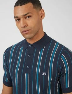 B By Ben Sherman Striped Knit Polo - Navy 9 B By Ben Sherman Striped Knit Polo - Navy -clothing Shop 0068322 025 E