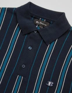 B By Ben Sherman Striped Knit Polo - Navy 10 B By Ben Sherman Striped Knit Polo - Navy -clothing Shop 0068322 025 F