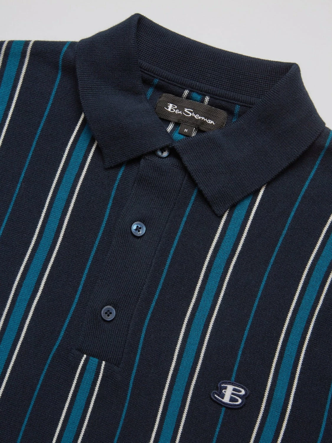 B By Ben Sherman Striped Knit Polo - Navy 4 B By Ben Sherman Striped Knit Polo - Navy - Image 4