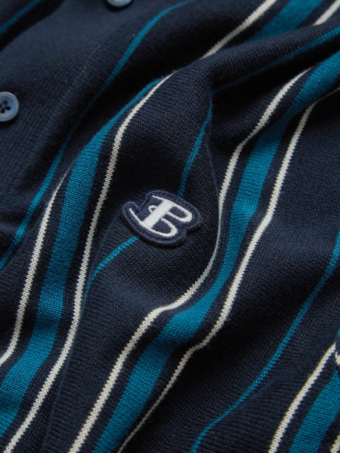 B By Ben Sherman Striped Knit Polo - Navy 2 B By Ben Sherman Striped Knit Polo - Navy - Image 2