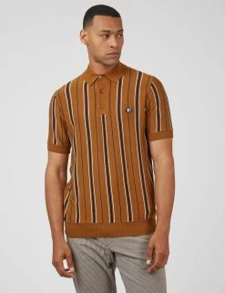 B By Ben Sherman Striped Knit Polo - Ginger 9 B By Ben Sherman Striped Knit Polo - Ginger -clothing Shop 0068322 552 A scaled