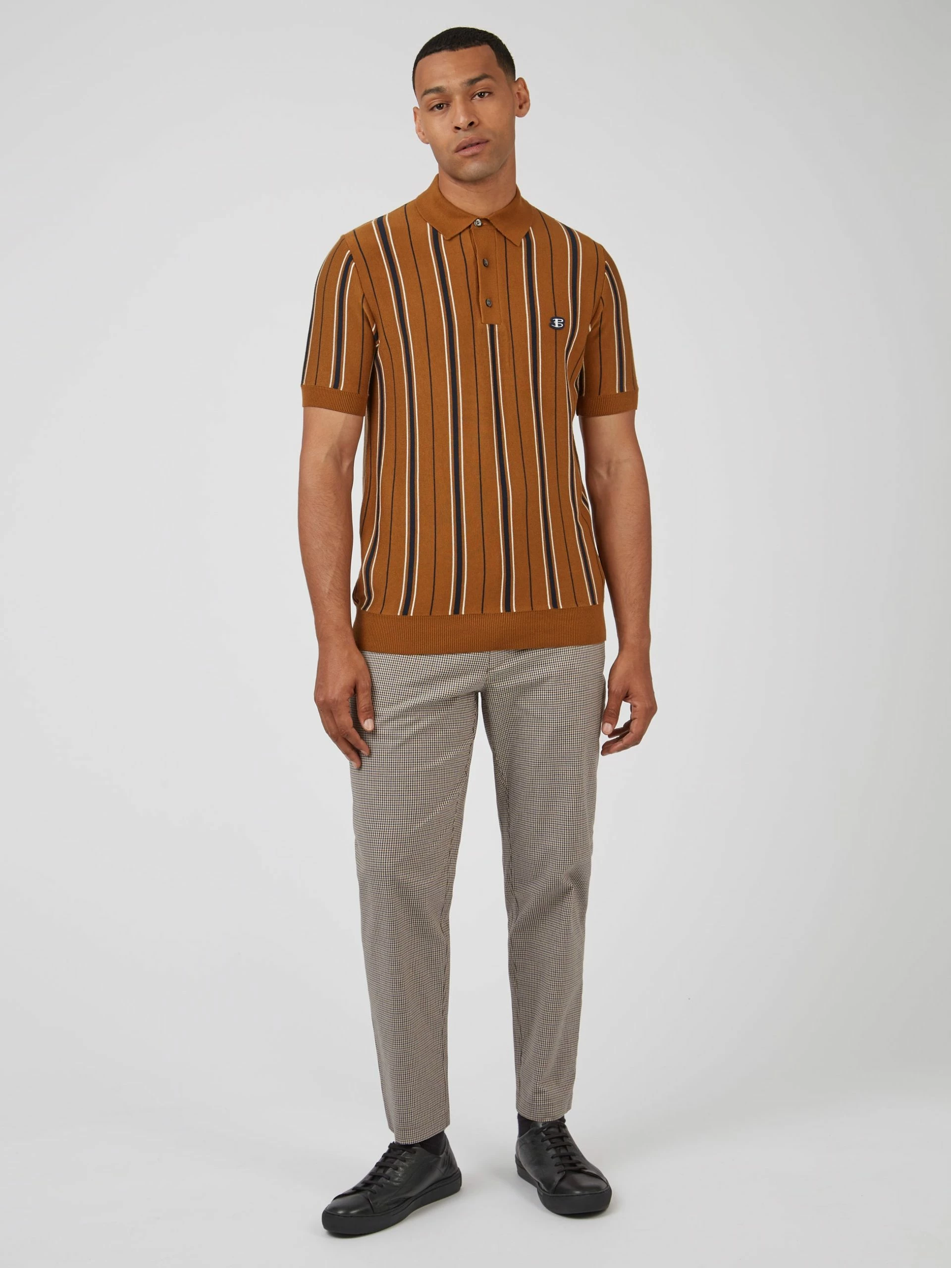 B By Ben Sherman Striped Knit Polo - Ginger 6 B By Ben Sherman Striped Knit Polo - Ginger - Image 6