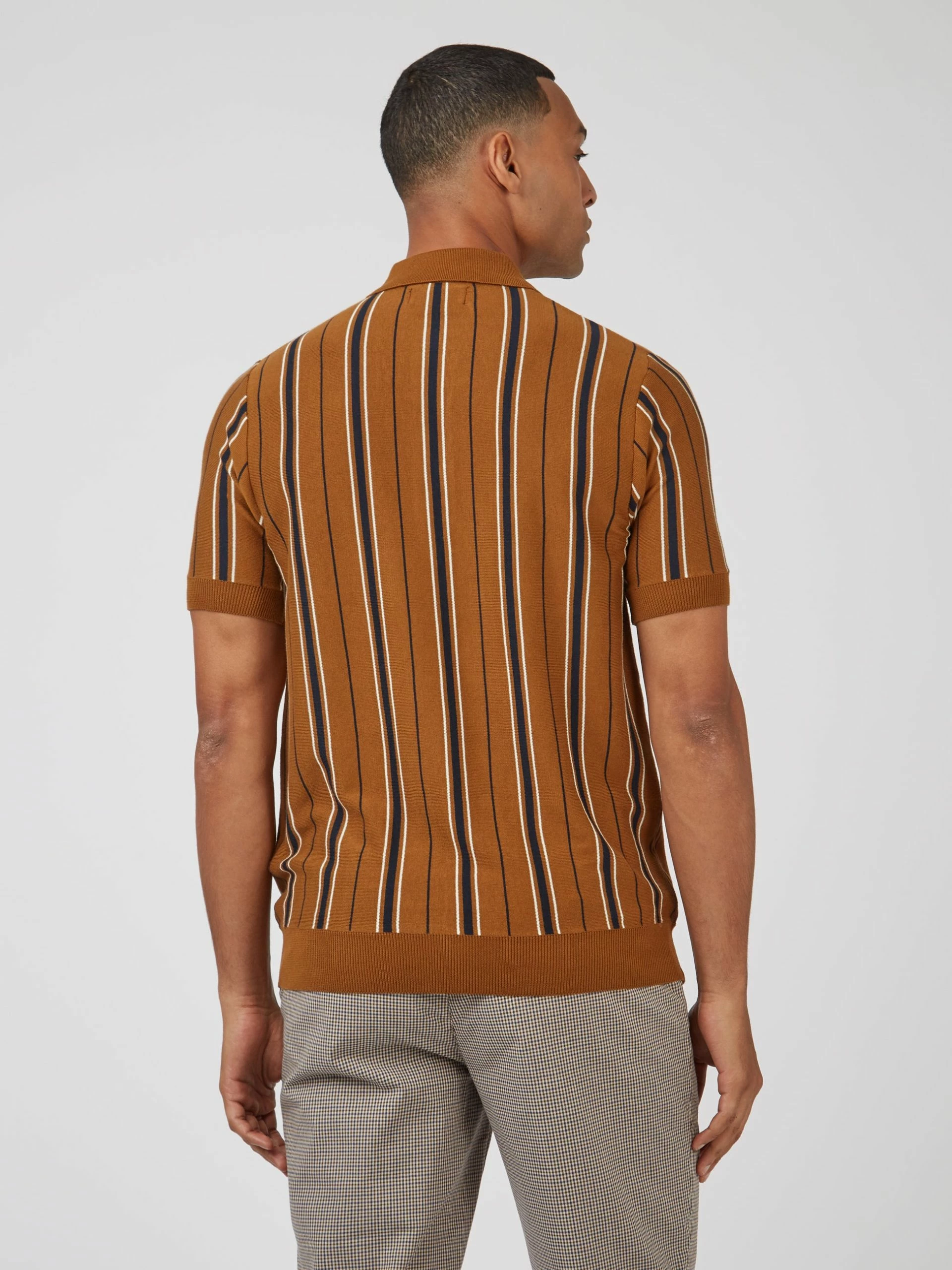 B By Ben Sherman Striped Knit Polo - Ginger 4 B By Ben Sherman Striped Knit Polo - Ginger - Image 4