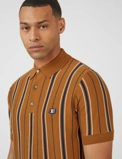 B By Ben Sherman Striped Knit Polo - Ginger