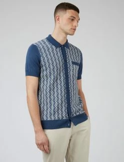 Geo Jacquard Knit Button-Down Polo -clothing Shop 0070746 850 A kbd4jz