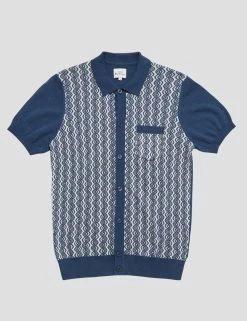 Geo Jacquard Knit Button-Down Polo -clothing Shop 0070746 850 D oj0ku3