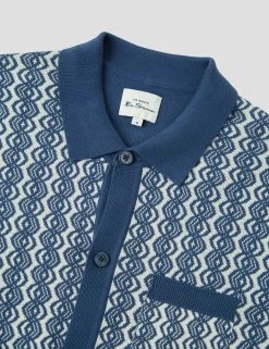 Geo Jacquard Knit Button-Down Polo -clothing Shop 0070746 850 F i8uoec