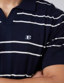 B By Ben Sherman Stripe Knit Polo - Marine